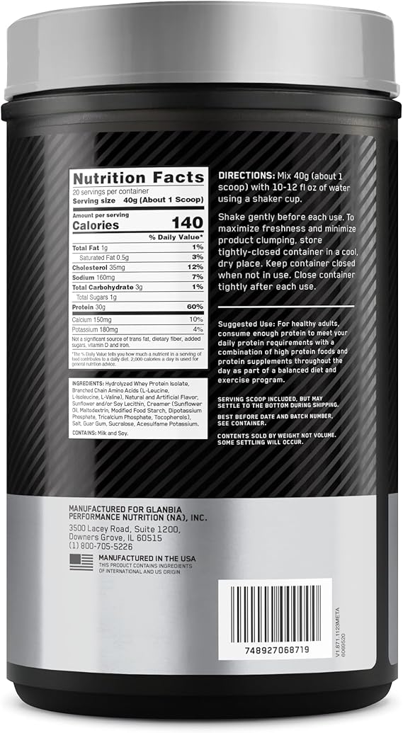 Optimum Nutrition Platinum Hydro Whey-20Serv.-794G.