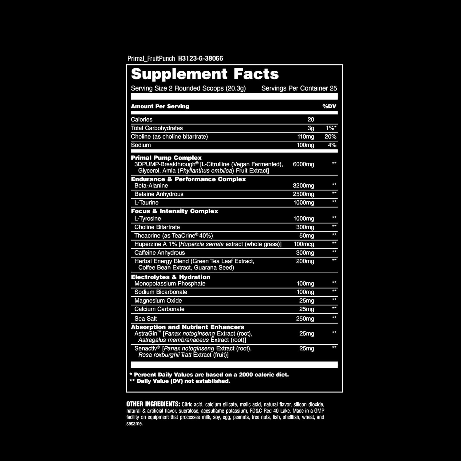 Universal Animal Primal Muscle Hydration + Preworkout Powder Fruit Punch 17.9 oz (507.5 gm)