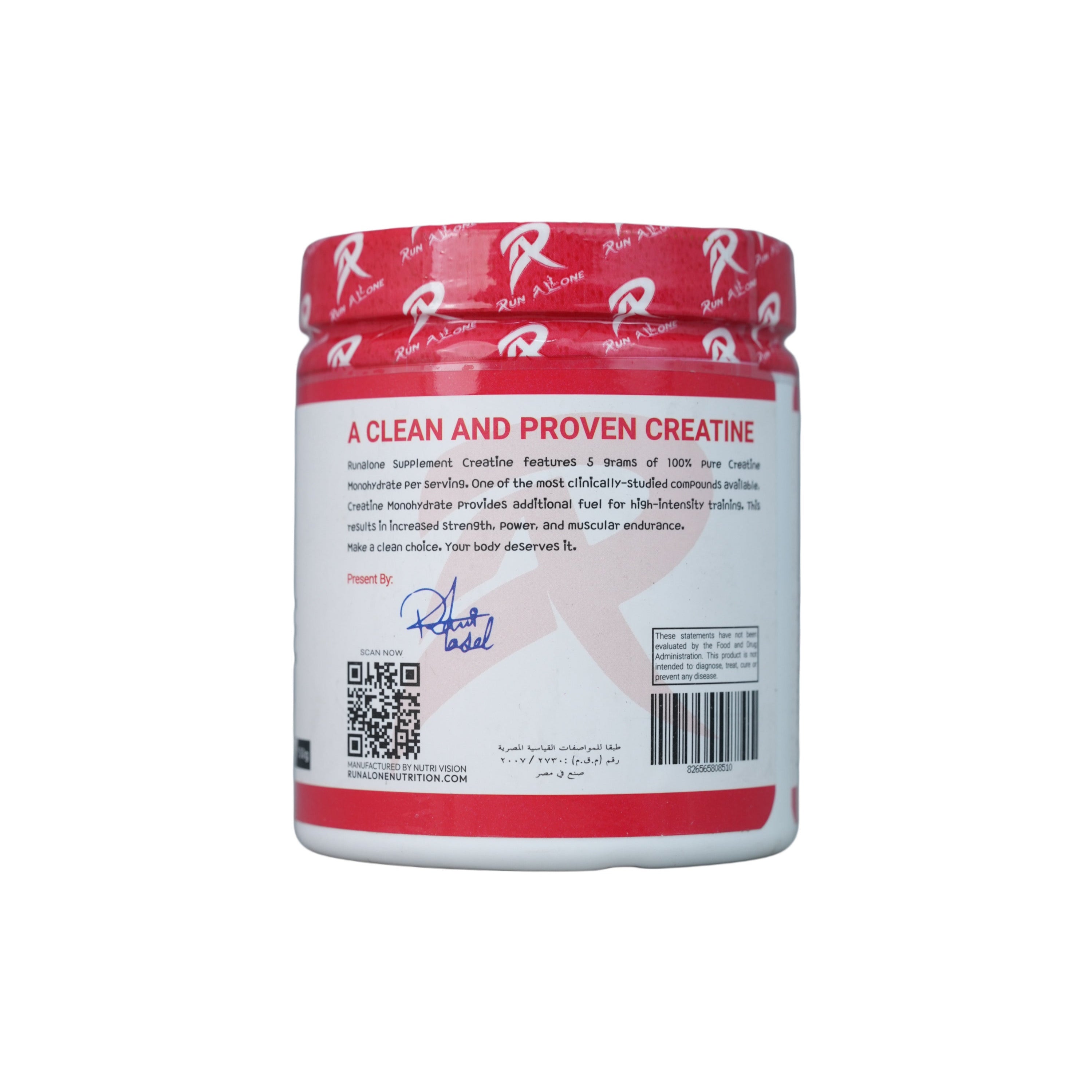 Run Alone Nutrition Pure Creatine.-30Serv.-150Gm.-Unflavored