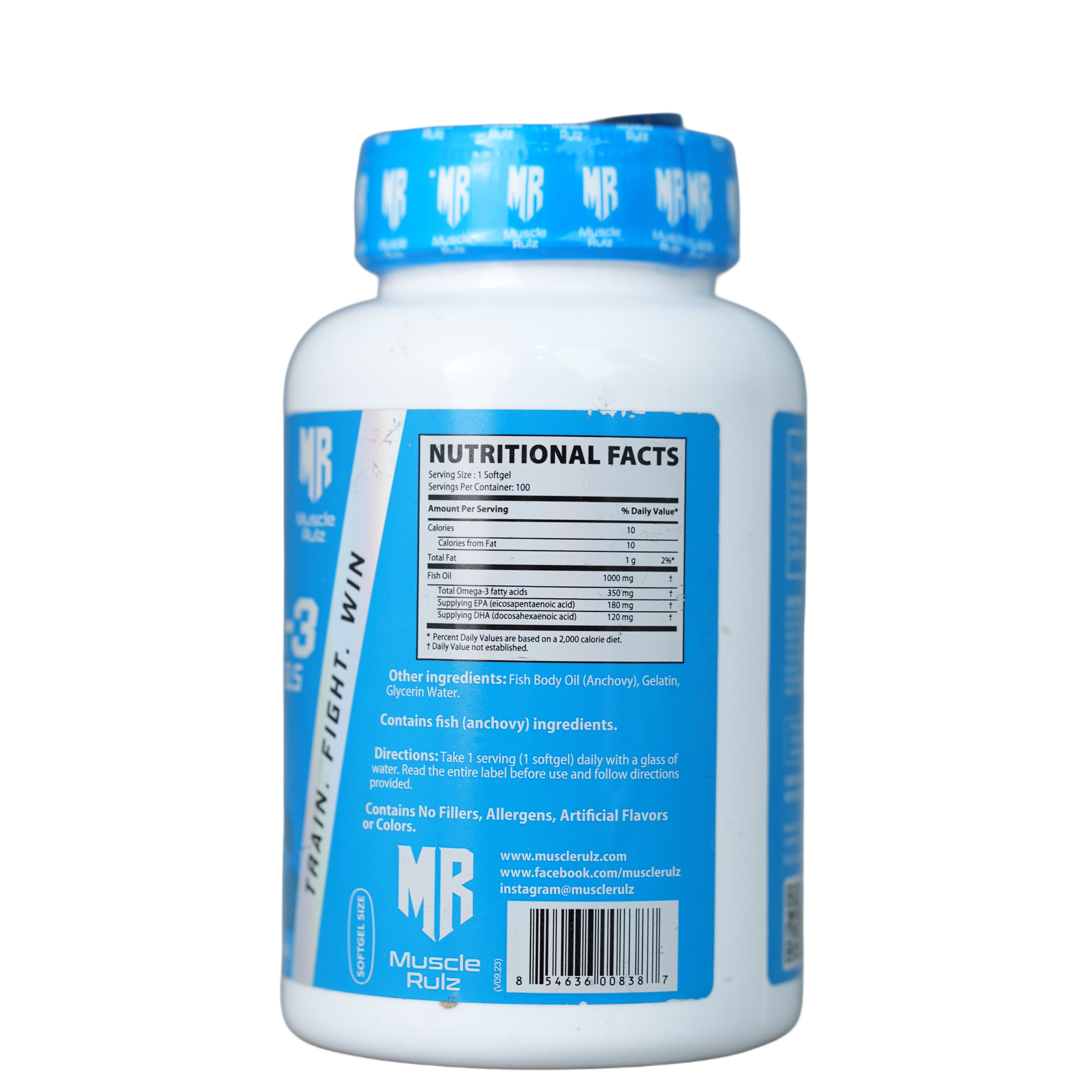 Muscle Rulz Omega-3 Fish Oil 1000Mg-100Serv.-100Softgels