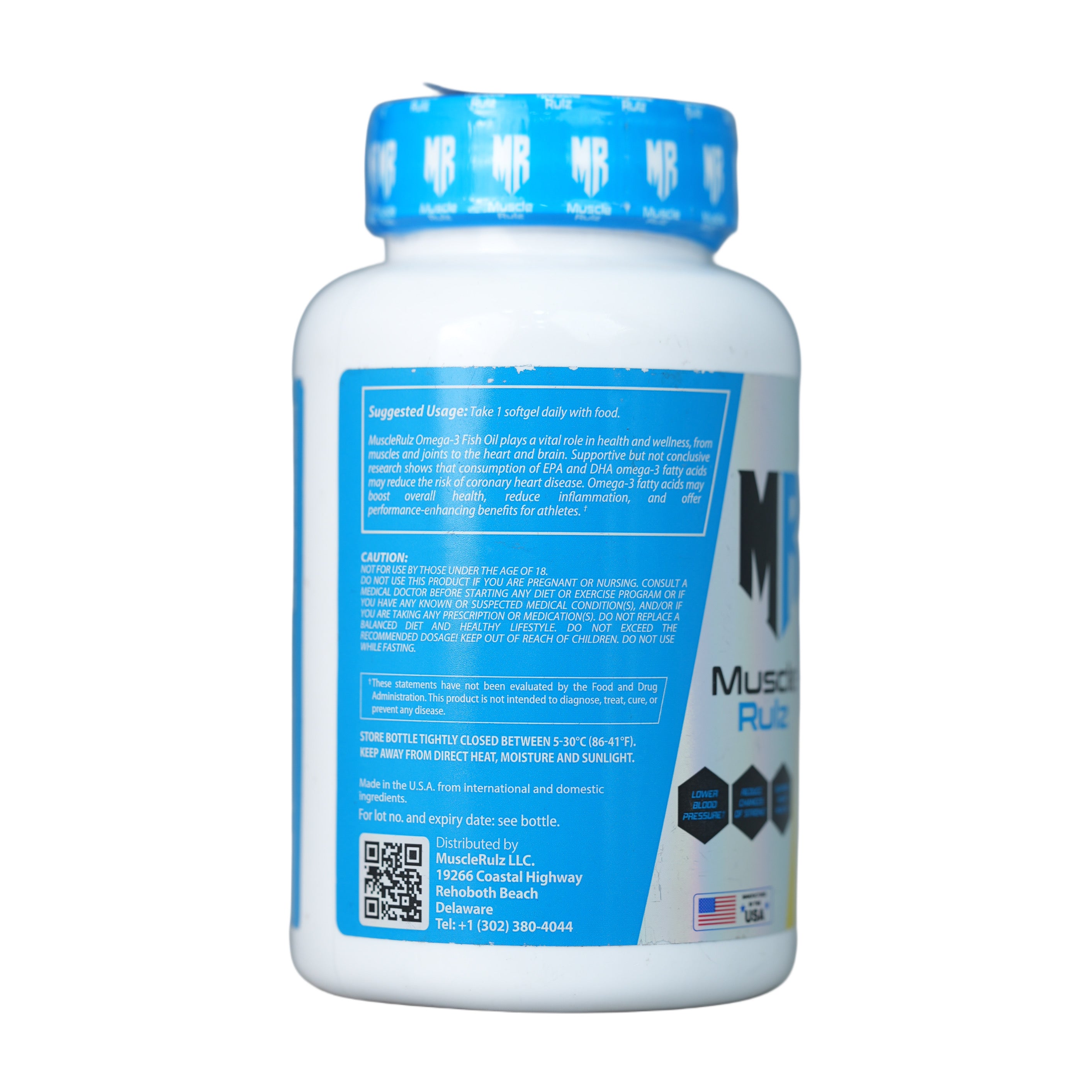 Muscle Rulz Omega-3 Fish Oil 1000Mg-100Serv.-100Softgels