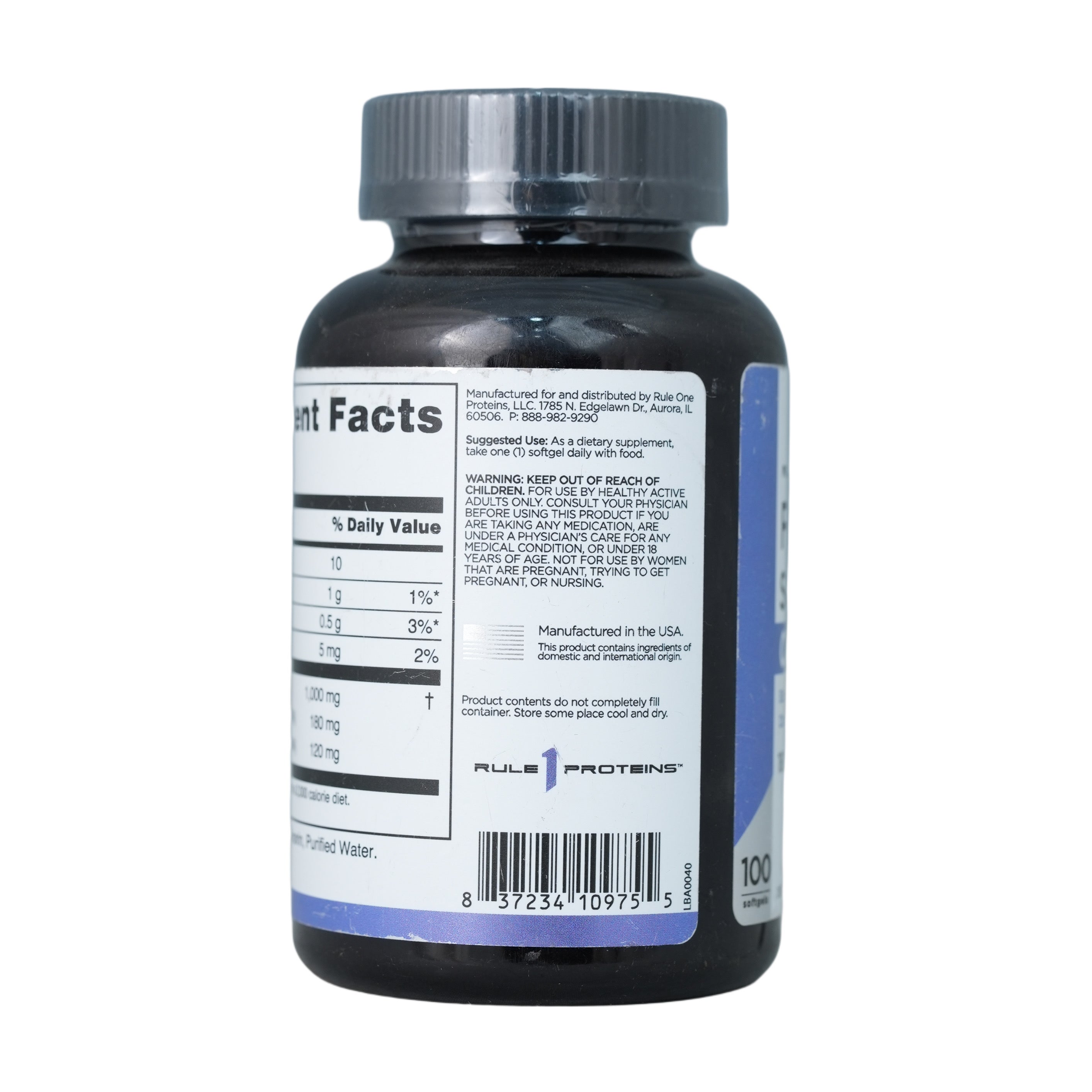 Rule1 Fish Oil Omega-3s.-100Serv.-100 Softgels