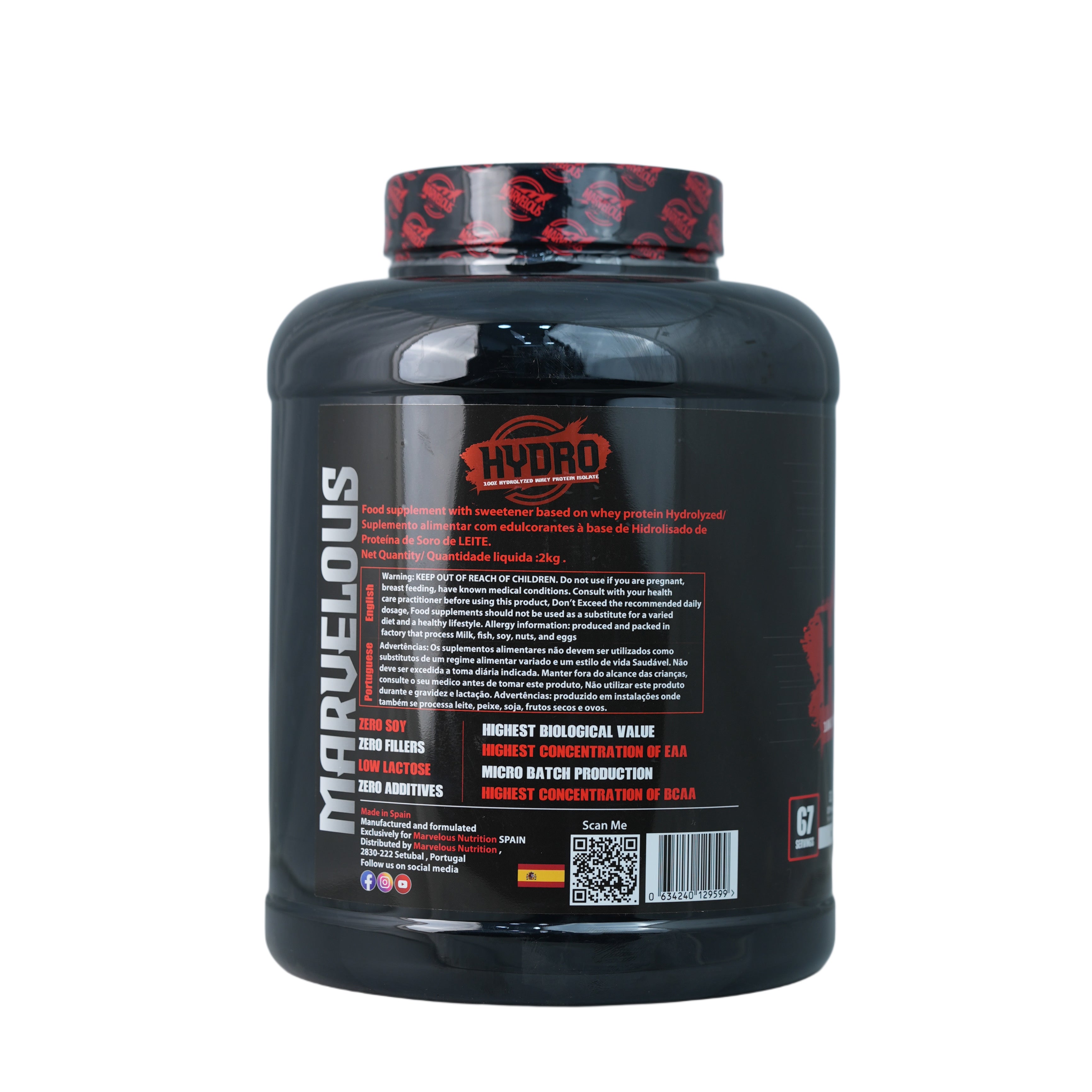 Marvelous Nutrition Hydro 100% Hydrolyzed Whey Protein Isolate-67Serv.-2KG