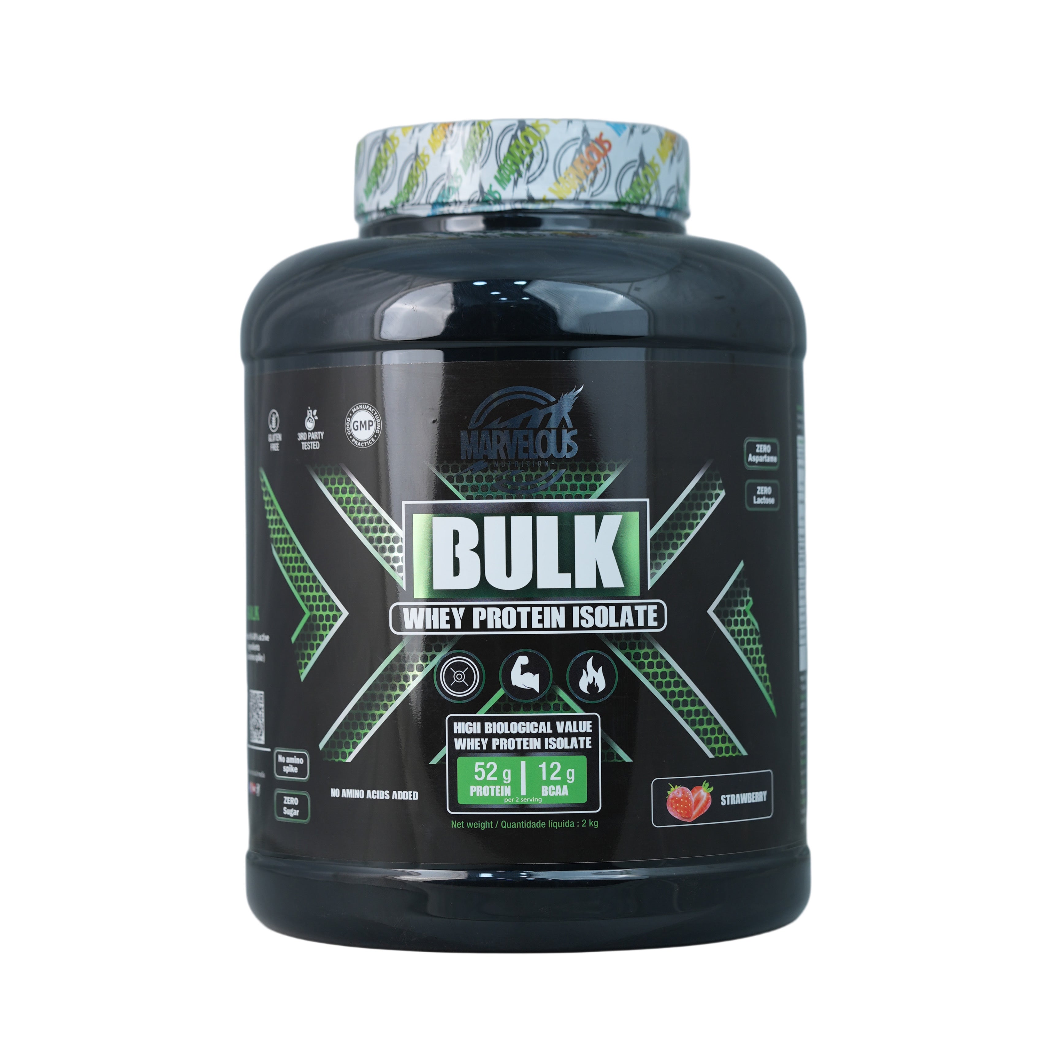 Marvelous Nutrition Bulk Whey Protein Isolate.-67Serv.-2Kg.-Strawberry