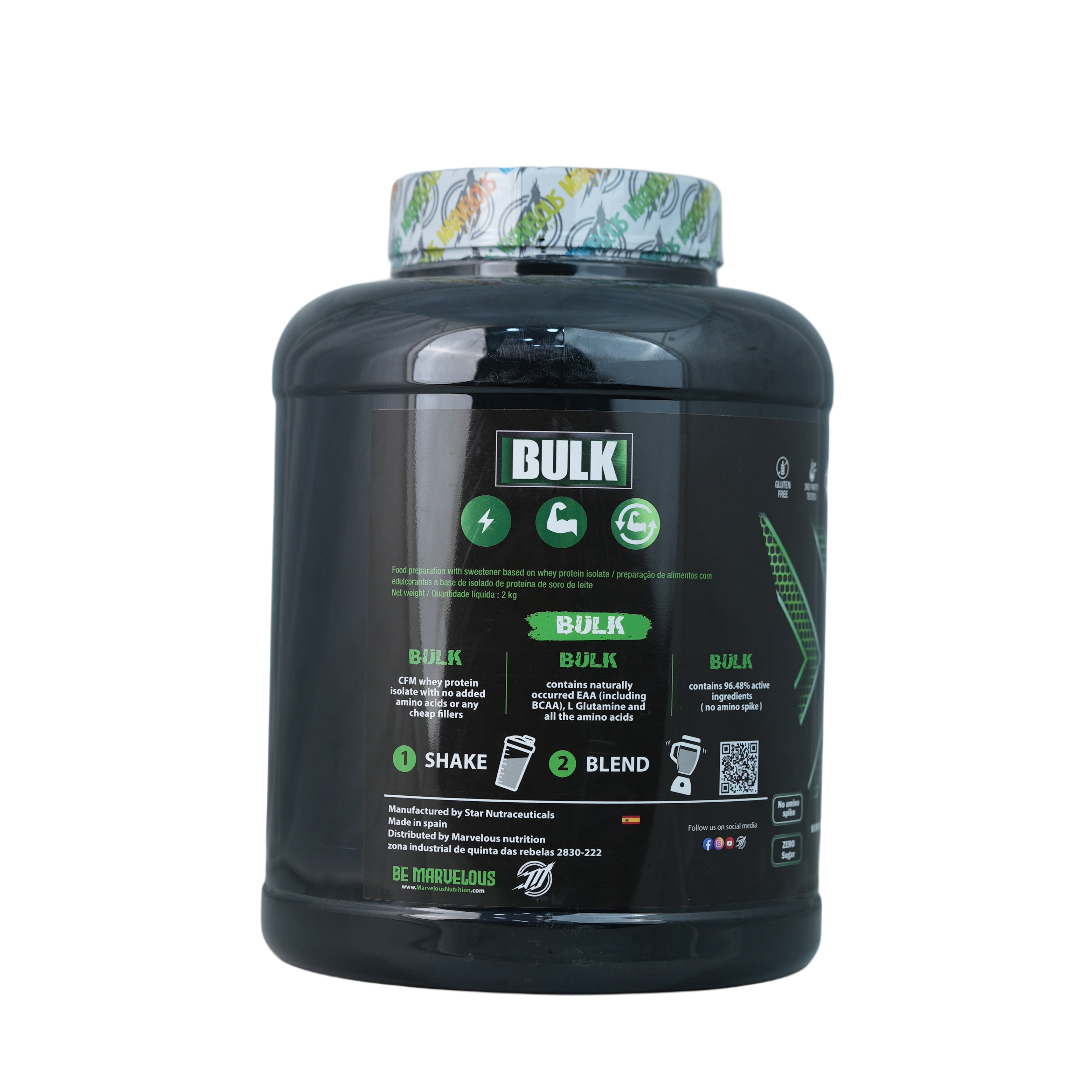 Marvelous Nutrition Bulk Whey Protein Isolate.-67Serv.-2Kg.-Strawberry