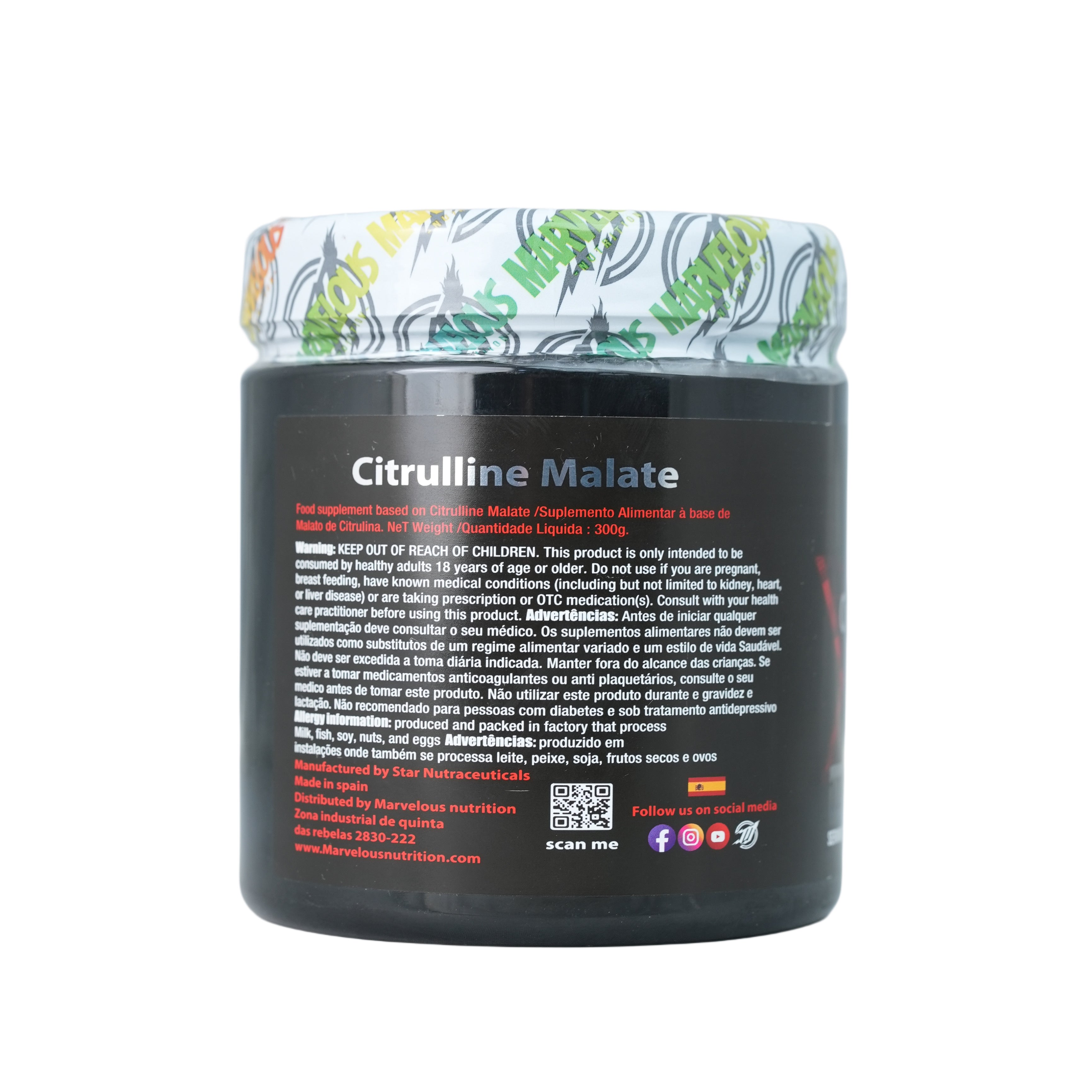 Marvelous Nutrition Citrulline Malate old School Formula-100Serv.-300G.-Unflavored