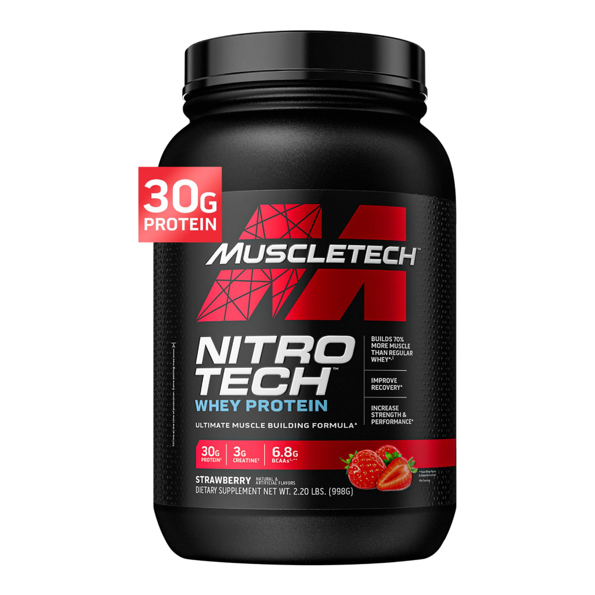 MuscleTech Nitro-Tech 100% Whey Protein -40Serv.-1.81Kg.-Strawberry ...