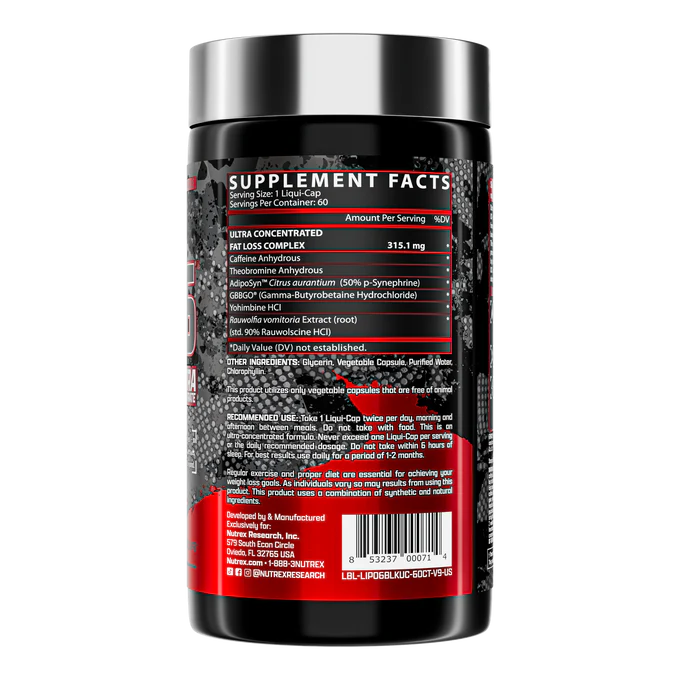 Nutrex Research Lipo-6 Black Ultra Concentrate.-60Serv.-Black Capsules