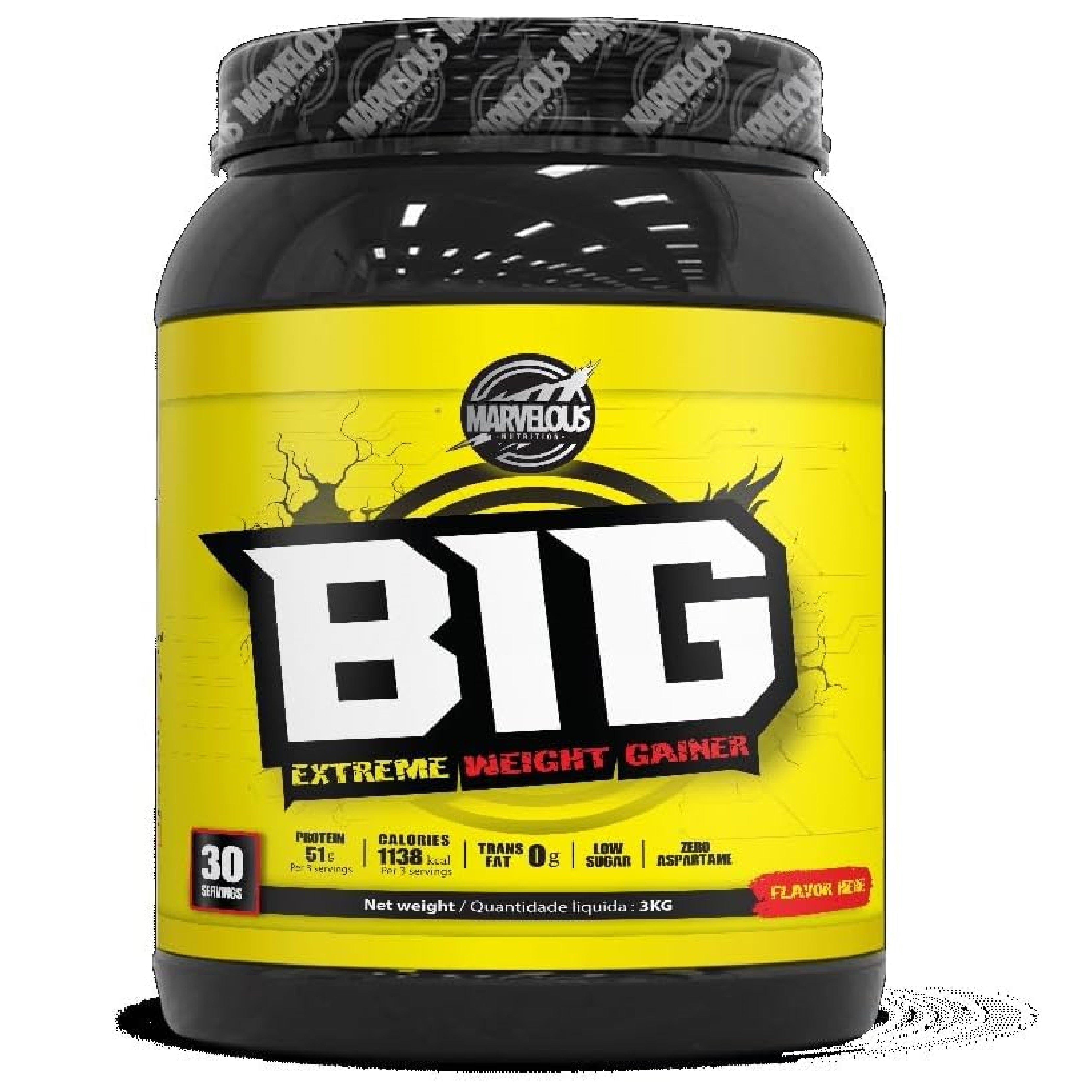 منتج Marvelous Nutrition Big Extreme Weight Gainer - 30 جرعة - 3 كجم