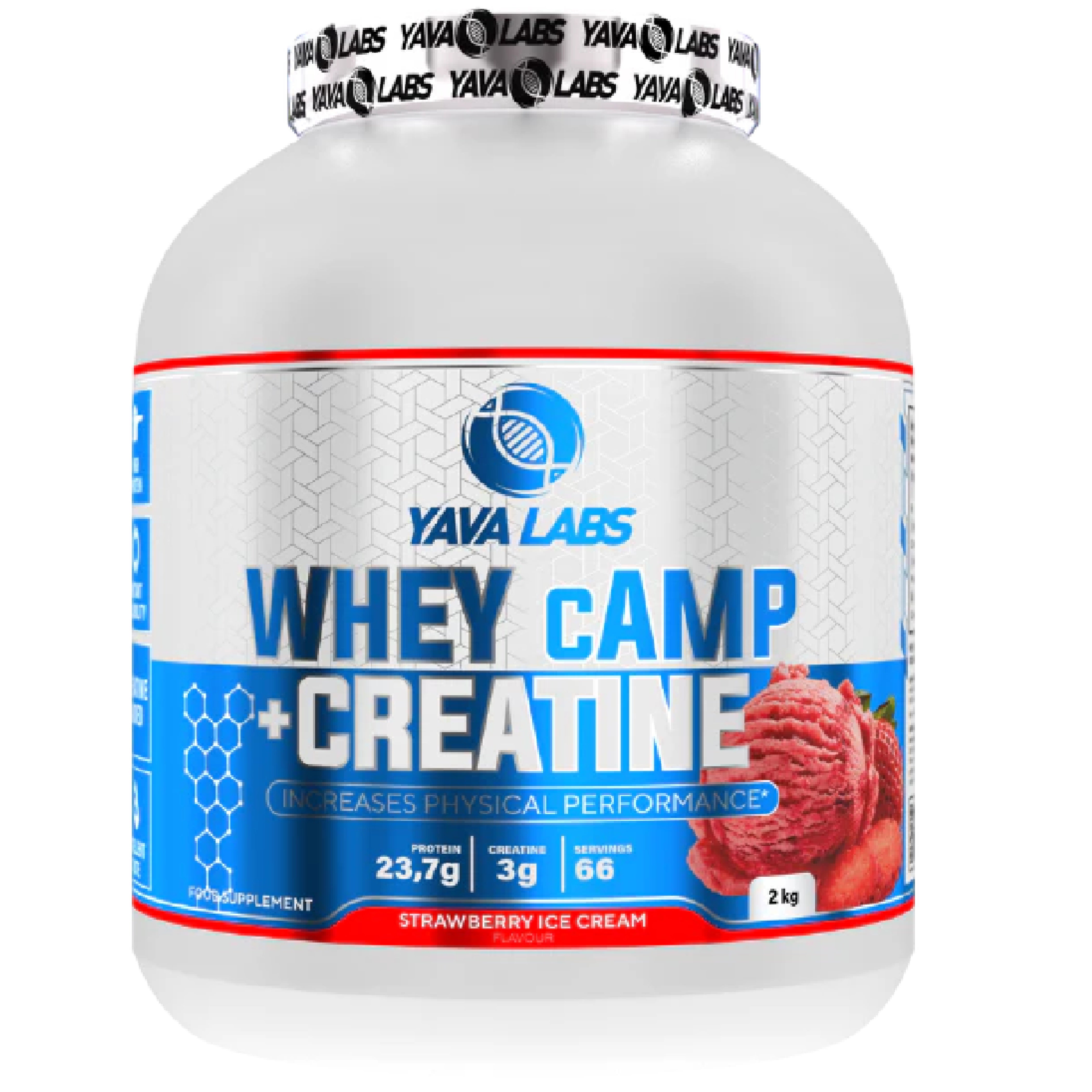Yava Labs Whey Camp +Creatine.-66Serv.-2kg.-Strawberry Ice Cream