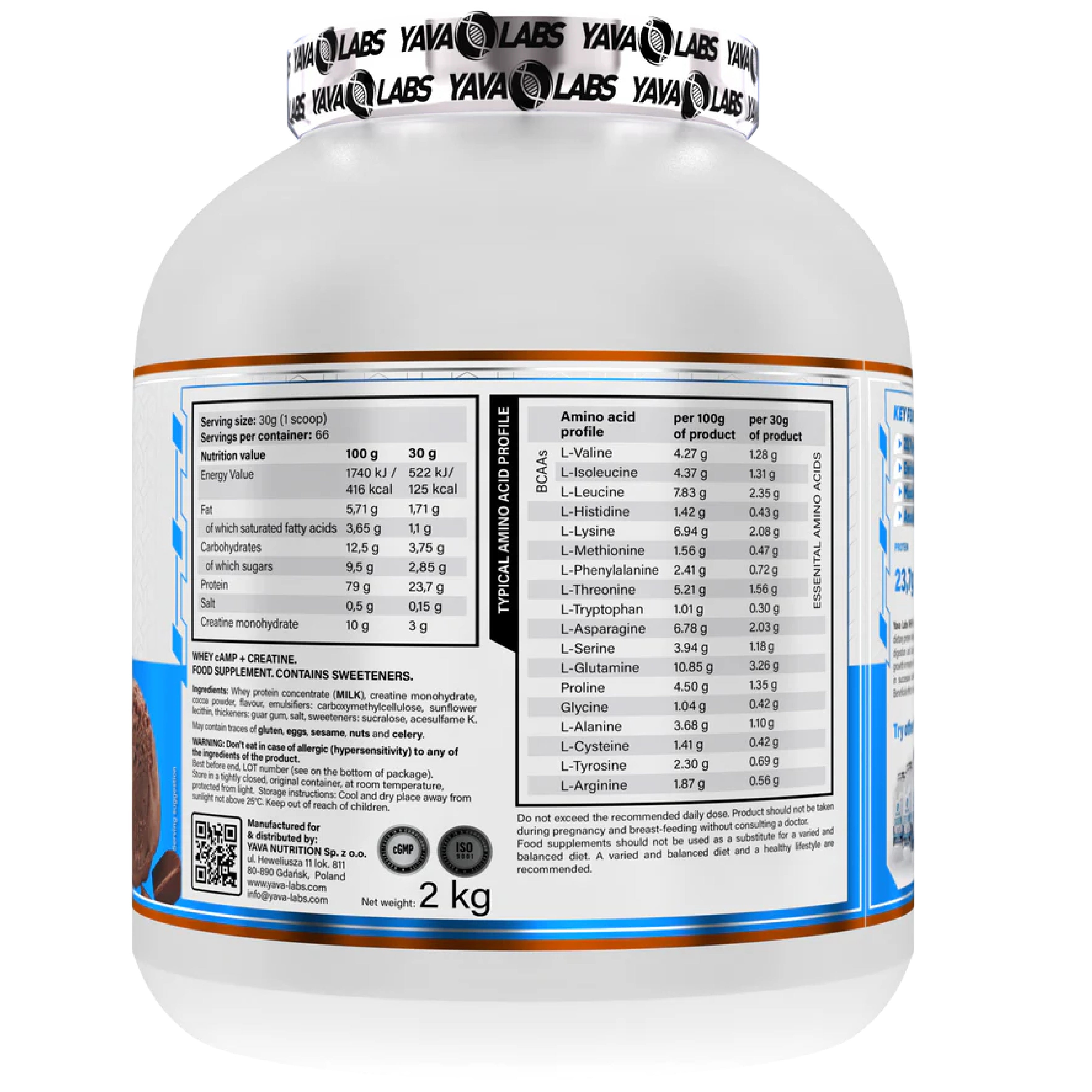 Yava Labs Whey Camp +Creatine.-66Serv.-2kg.-Strawberry Ice Cream